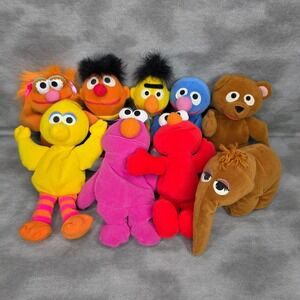 (X9) SESAME STREET 8" Bean Bag Plush Toys Set Tyco 1997 Vintage Collectibles